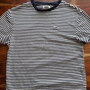 Tommy Hilfiger Men's Navy and White Striped Shirt